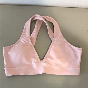 Light Pink V-Neck Sports Bra - Women